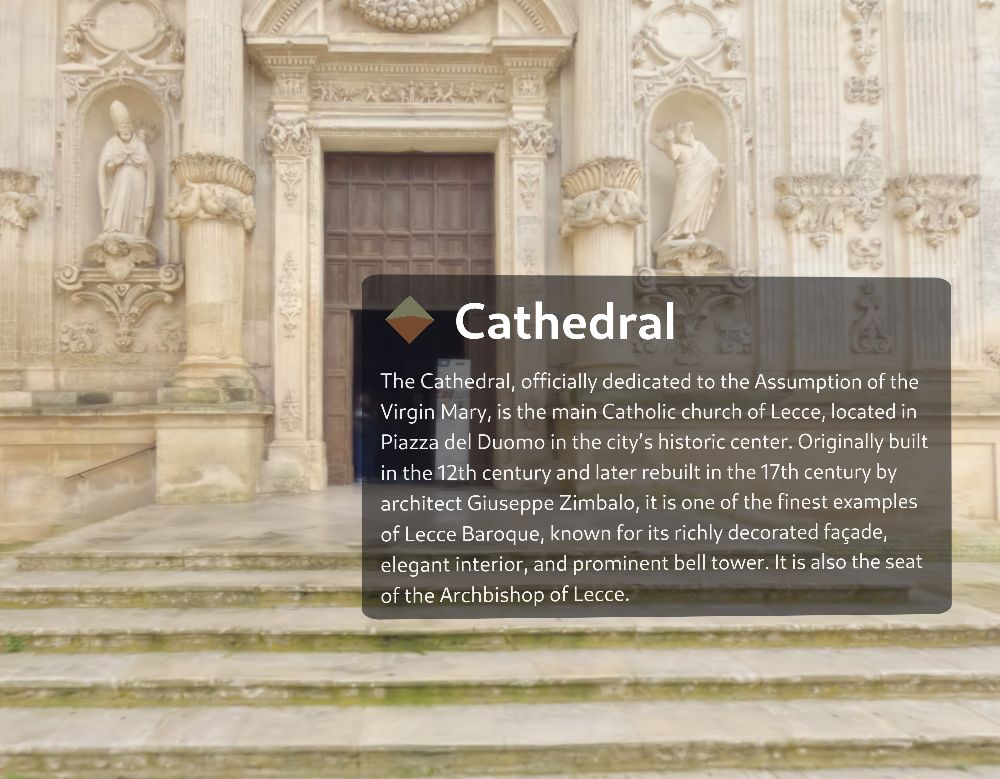 Il Duomo di Lecce in 3D navigabile con Gaussian Splatting e Reactylon